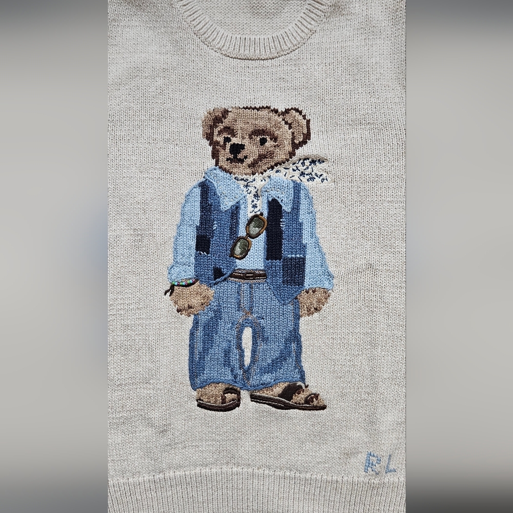 Ralph Lauren Beige Sweater with Bear Design